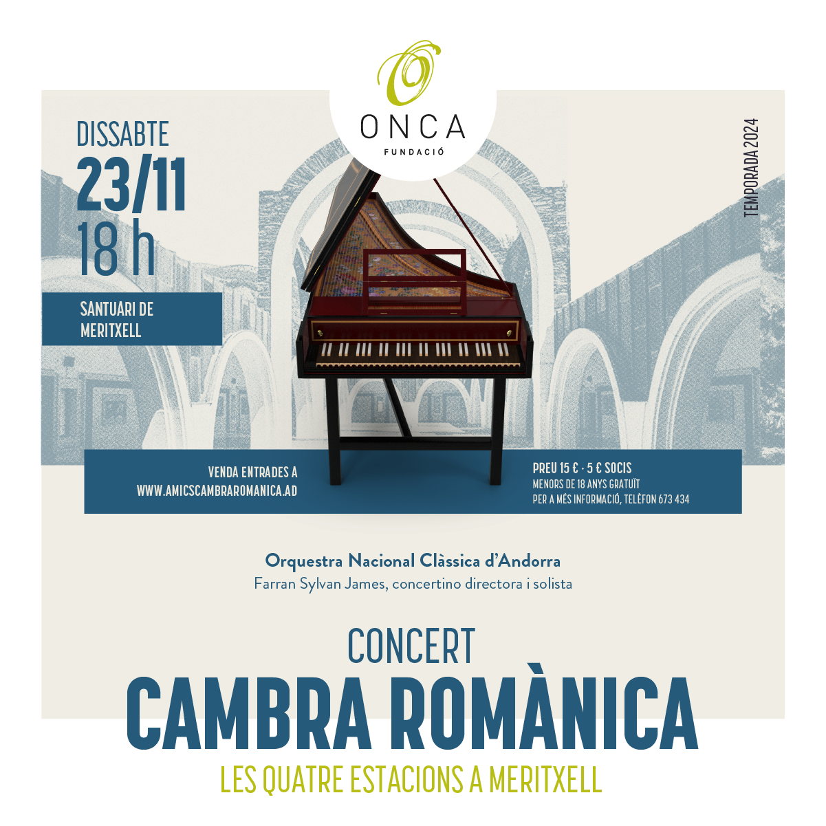 La Fundació ONCA presenta Vivaldi i Les quatre estacions al Cicle de Música del Cambra Romànica